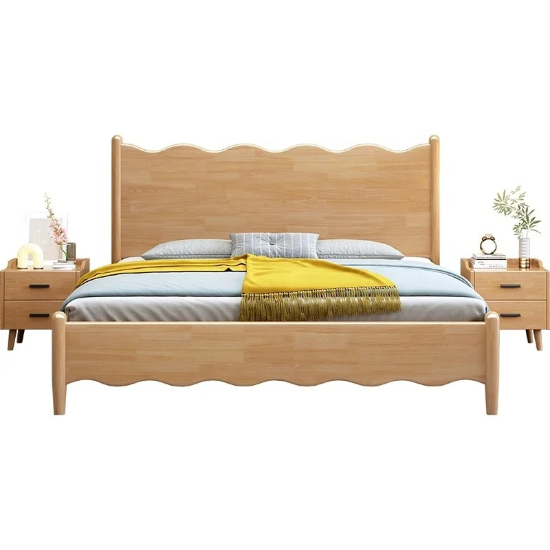 

Home Furniture Environmentally Friendly Modern Solid Wood Design for Safety Double Bed king Size Wooden Box Beds