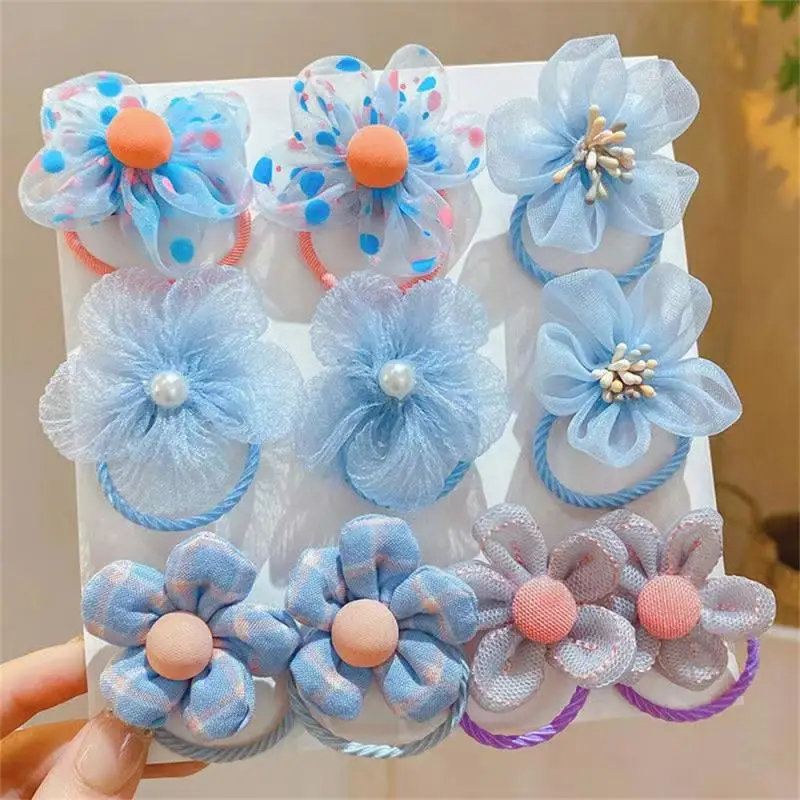 1 Set Girls Hair Band Flower Colorful Cute Cartoon Hair Rope Party Children Hair Ties Headdress Headwear Hair Accessories