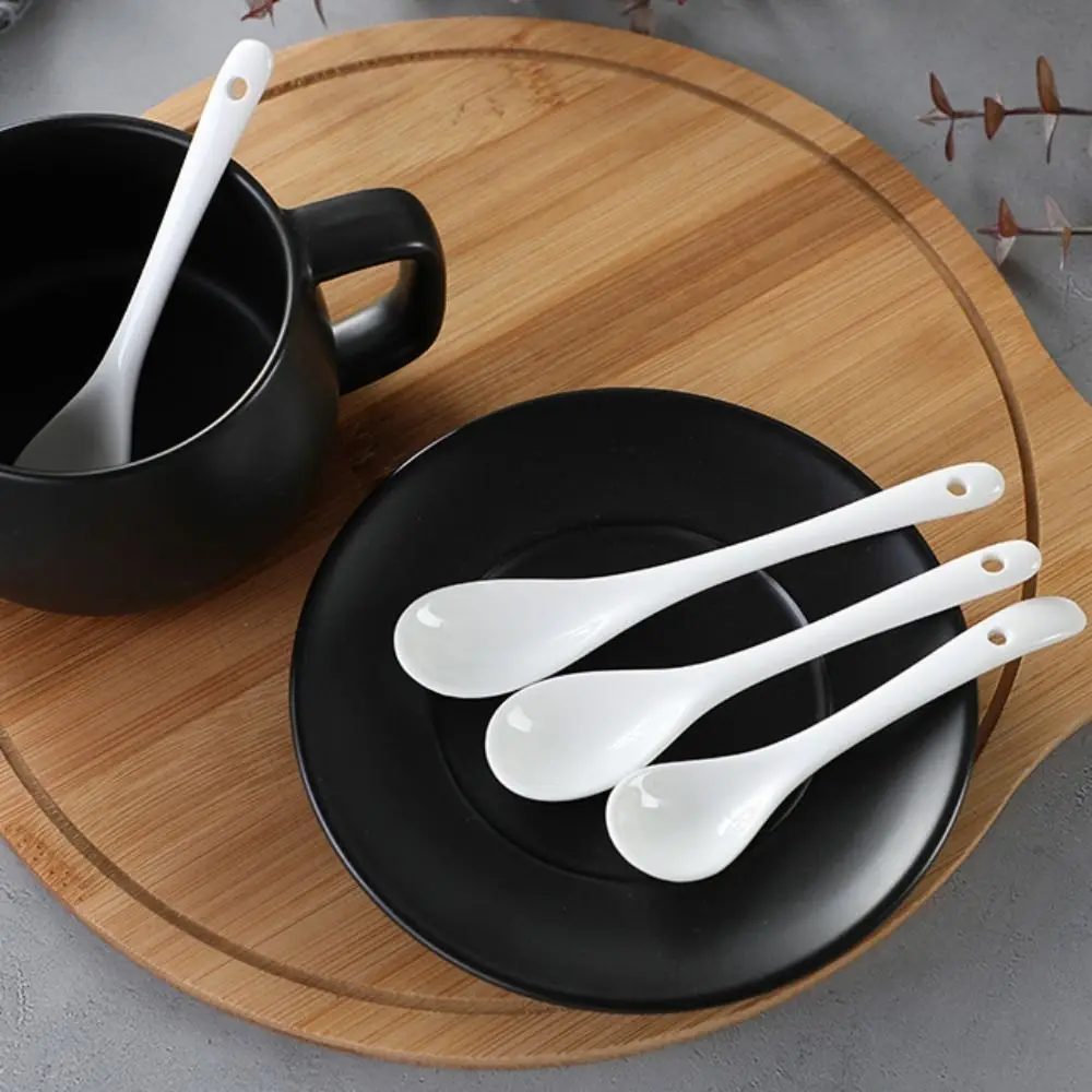 Creative Ceramic Long Handle Spoons Mini Flatware Sugar Dessert Spoon Ice Cream Spoon Tableware Tea Honey Supplie