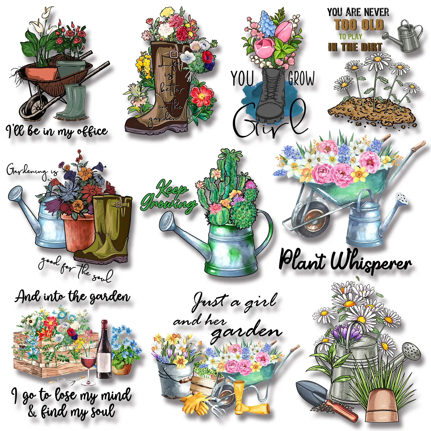 Floral Art Boots Garden Peripheral Products for Flower Lovers Iron-on Transfers for Clothing Easy to Use Diy Craft