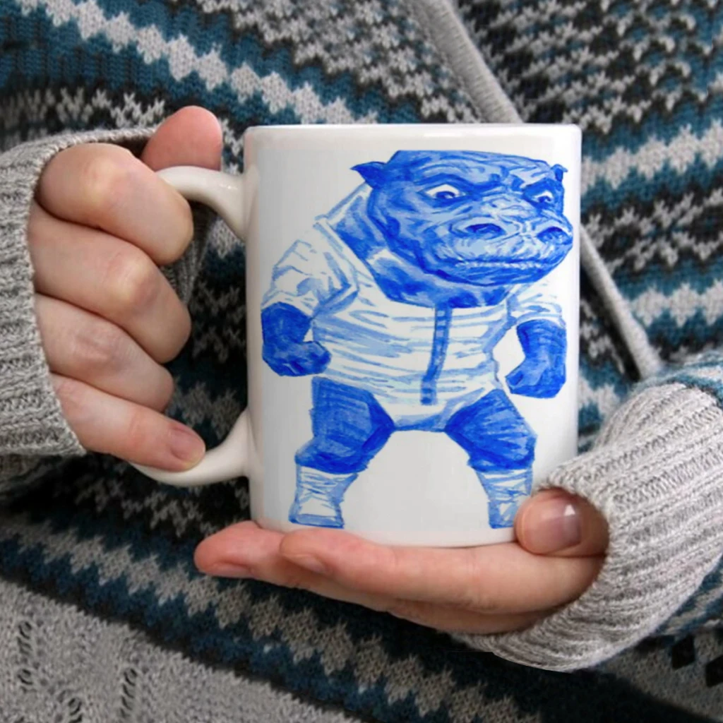 

Dystopic humanoid blue hippoCoffee Mug Tea Cup 11oz Coffee Cup Funny Birthday Ceramic Mug Personalized Cup