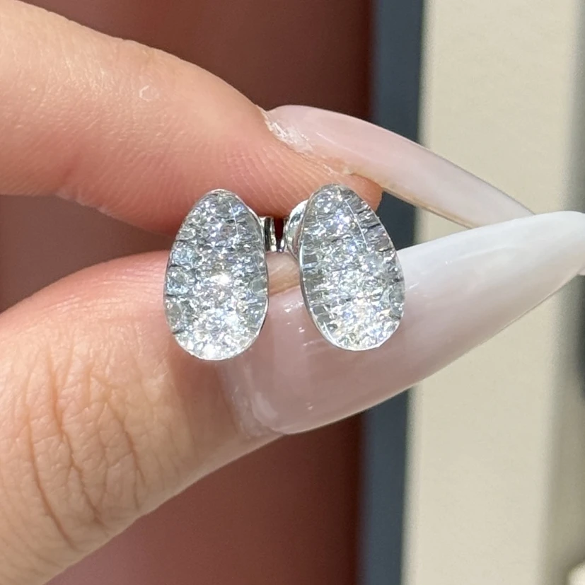 KQDANCE New High Craft 925 Sterling Silver Zircon Stones Water Drop Earrings Sparkling Ear Studs Fine Jewelry For WOmen Gift