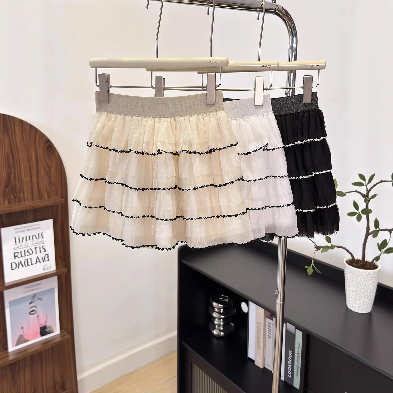 

Женская пышная юбка-тортик 2026 года, новая весенняя модель с эластичной талией и сетчатыми вставками