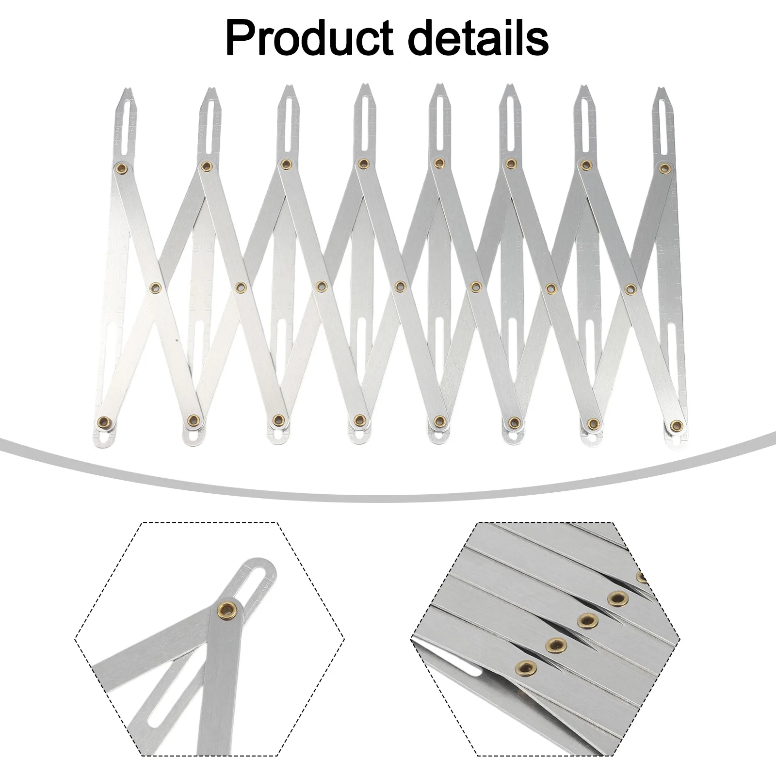 Silver Aluminum Retractable Sewing Gauge For Equidistant Buttonhole Marking Fabric Crafting Portable Measuring Device
