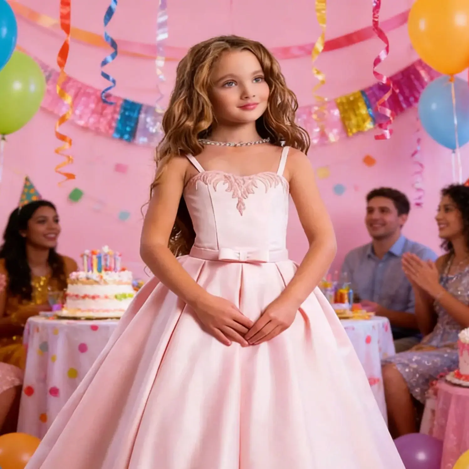 

Elegant Customized Flower Girl Dresses For Wedding Satin Sleeveless Floor Lenght Kids Birthday Party First Communion Ball Gown