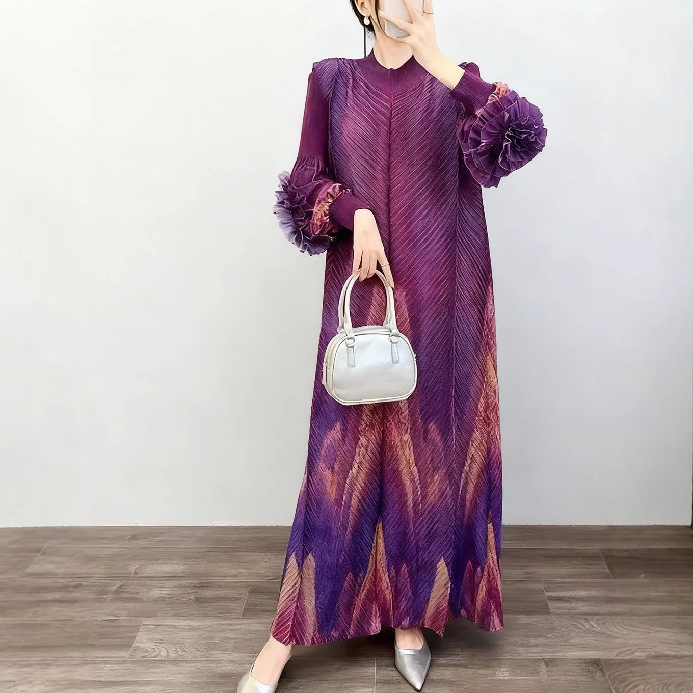 

Miyake Pleated 2025 New Autumn Temperament Dress Long Loose Large Size Women's Middle East Long Dress Senior Sense Skirt Pleat