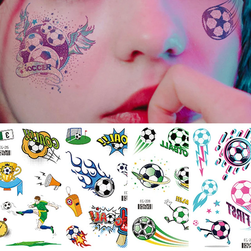 ملصق وشم كاذب للأطفال لكرة القدم وكرة القدم وأكمام للذراع مقاومة للماء للرجال والأطفال والأولاد