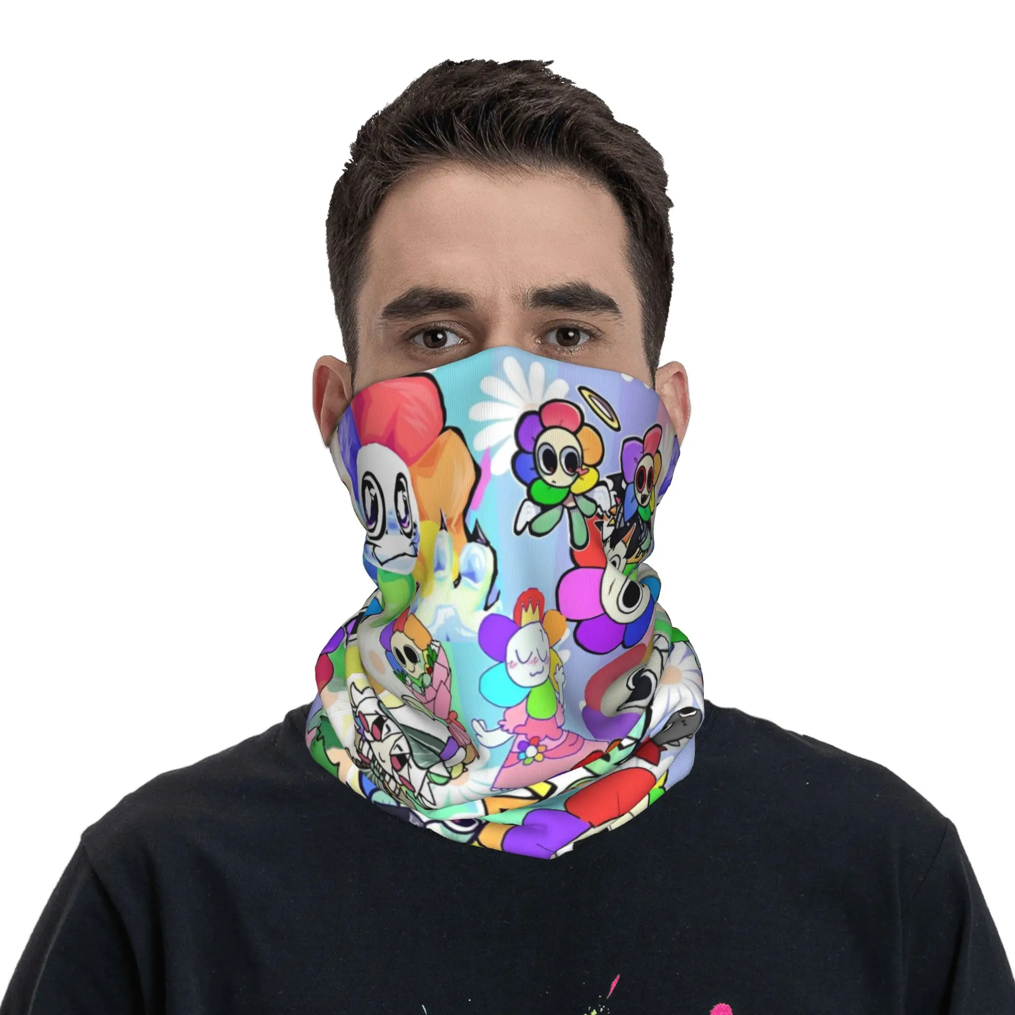 Dandy World Cartoon Bandana Cou Couverture Imprimé Jeux Vidéo Wrap Écharpe Multifonctionnelle Cyclisme Écharpe Course Unisexe Coupe-Vent