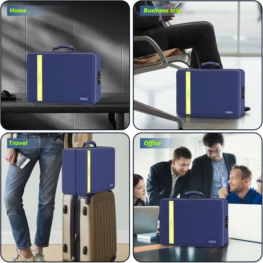 Fireproof Document Bag with Lock, Waterproof Storage Organizer, 13 File Folders, Portable Safe for Home Travel Office