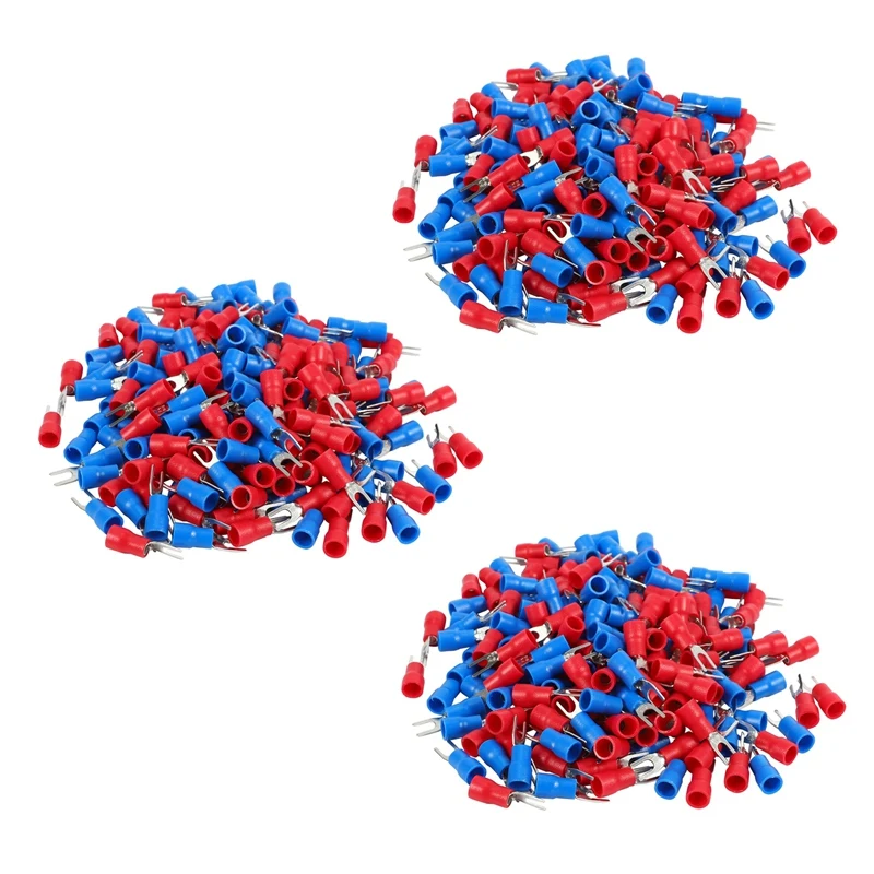 

600Pcs 16-14 AWG Red Blue Wire Connector Insulated Fork Terminal 4