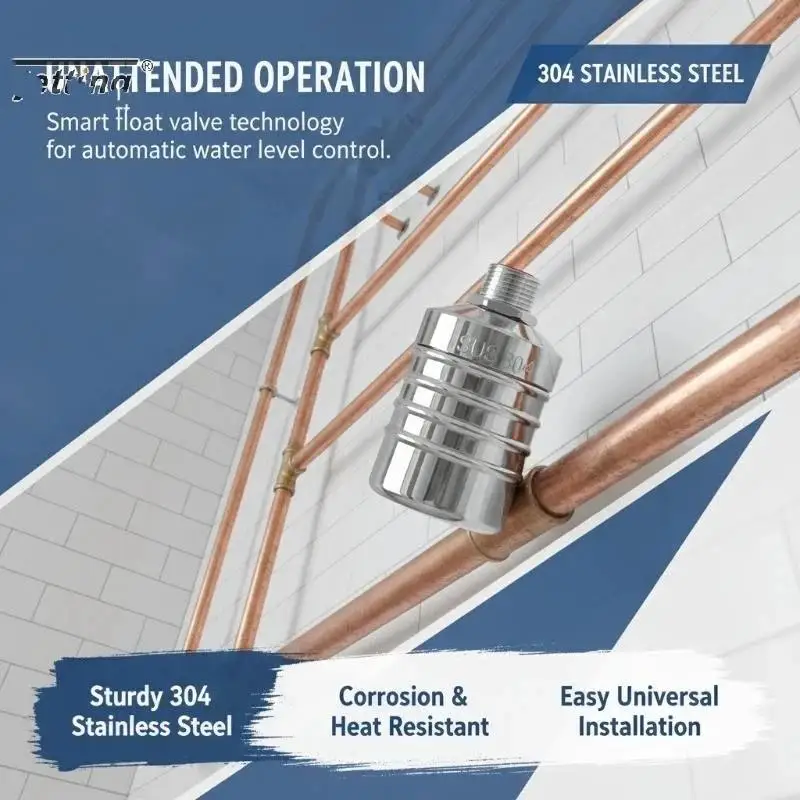 Automatic Water Level Control Float Valve (1/2 Inch); Made Of 304 Stainless Steel. Features Automatic Shut-off When The Water