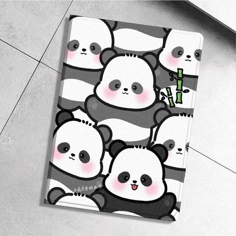Cartoon Panda Bamboo Cover Case For Samsung Galaxy Tab S7 S8 S9 S10 S11 A7 A8 A9 A11 FE Lite Plus Soft Tablet Case