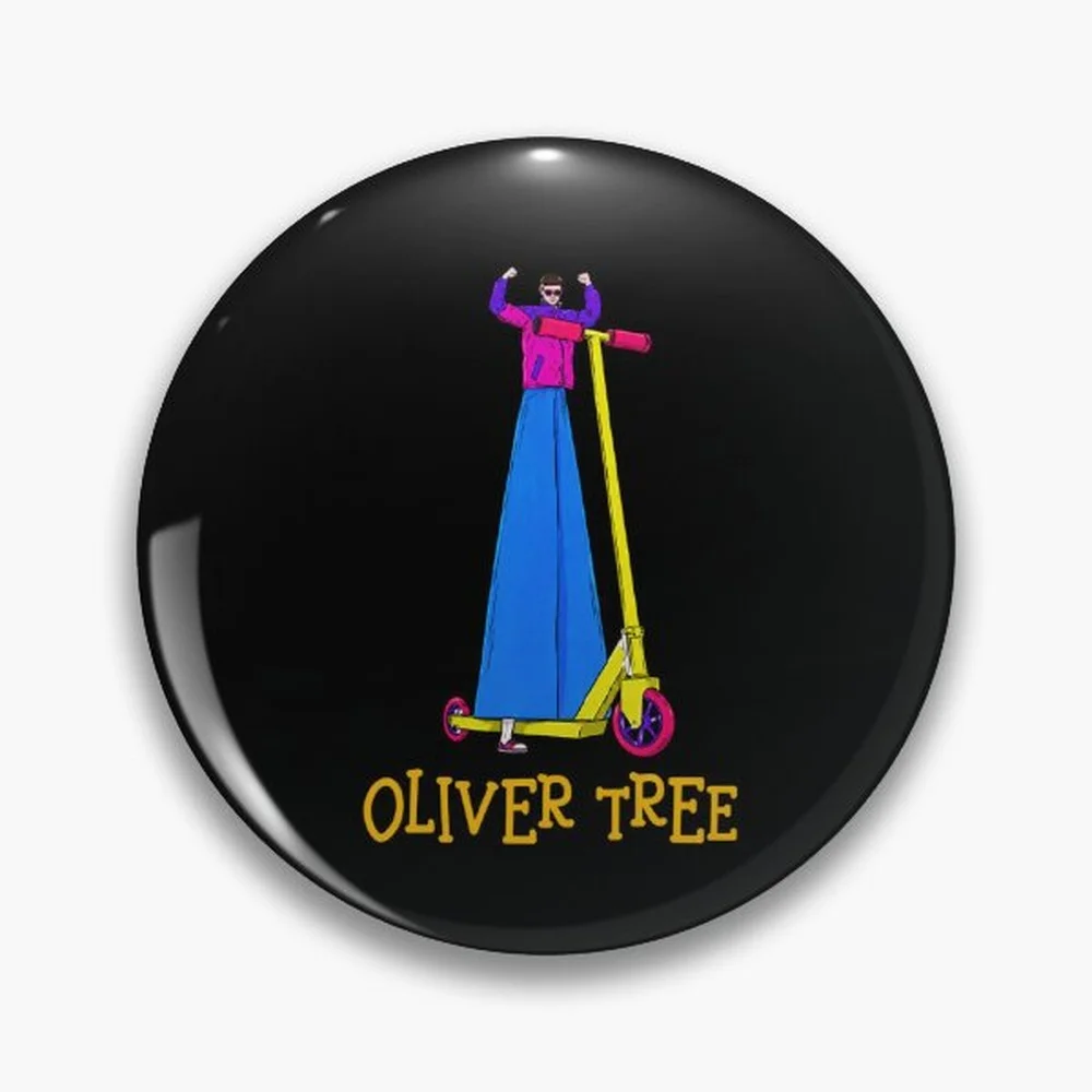 Oliver Tree Scooter Cartoon Music Pin Holographic Star Heart Pin Brooches Laminated Button Fashion Accessory