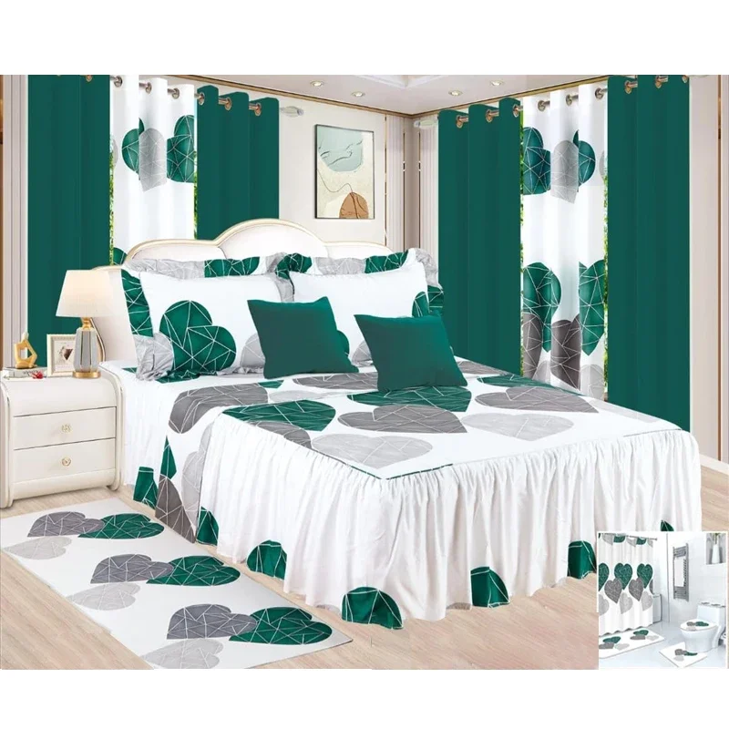 

# Good Quality Bedding Sets With Matching Curtains Home Bedsheet Cotton Bedskirt King Size 13 Piece In Stock