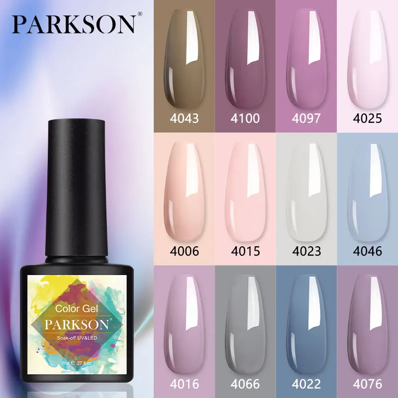 Parkson 8ml MINI Bottle Nude Series Gel Polish LED UV Varnishes Glitter Soak Off Top Base Coat Semi Permanent For DIY Nail Art