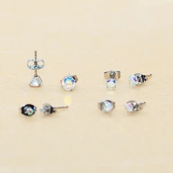 From 2mm To 5mm AB Color AAA Zircons With 316l Stainless Steel Earring IP Plating No Fade Allergy Free Quality Jewelry