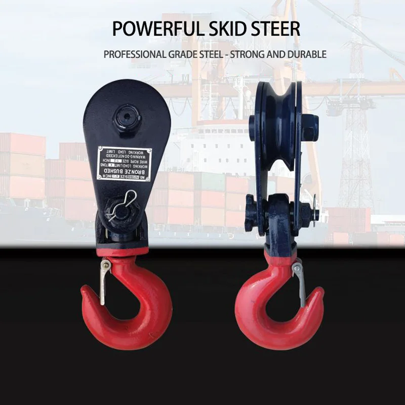 2/4/8 Ton Powerful Lifting Pulley Unloading Buckle Type Hook Marine Pulley Wire Rope Heavy Duty for Construction Ships Machinery