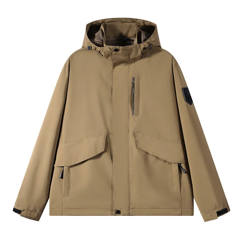 

Верхняя одежда с капюшоном, мужские куртки, кардиган на молнии, пальто, однотонная куртка с длинными рукавами, осенняя повседневная куртка 2024, свободный крой, карманы на шнурке