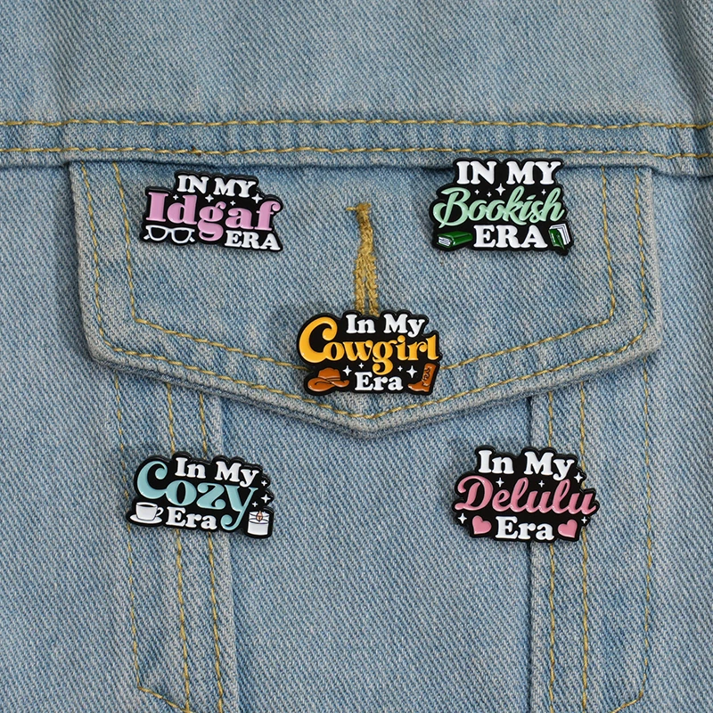 In My Bookish Era Enamel Pins Creative In What Era Series Brooches Lapel Badge Cartoon Funny Accessories Jewelry Gift for Friend