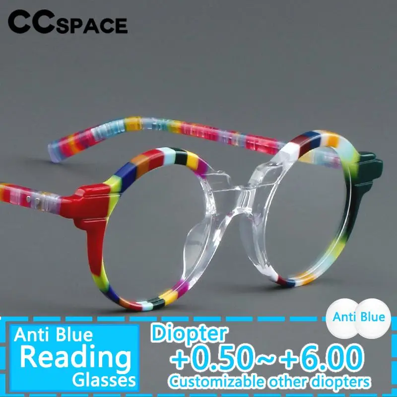 B57279 Anti Blue Light Thick Acetate reading glasses lady Round Optical presbyopic spectacles dioptric +100 +125 +150 +350