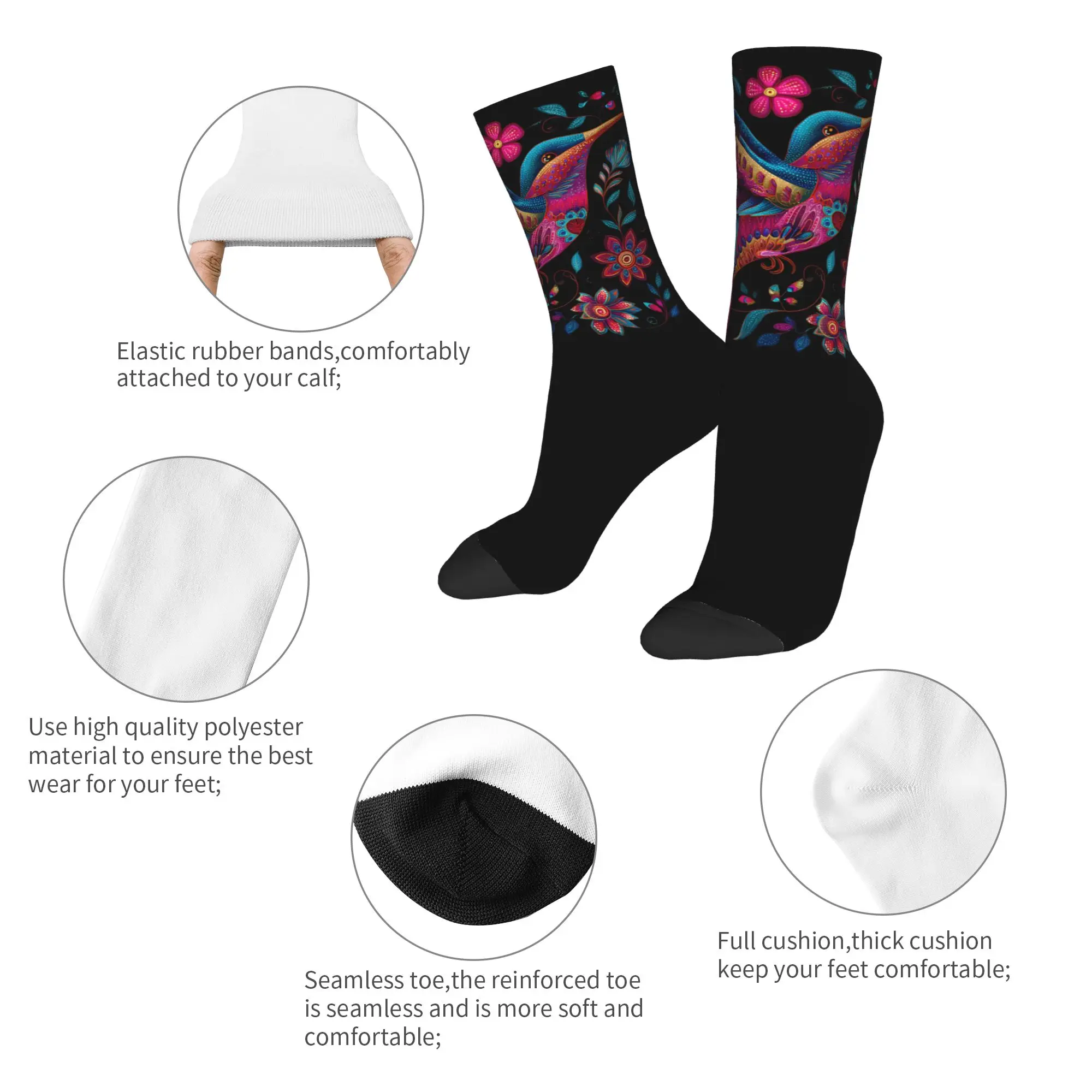 New Male Men Socks Hip Hop Hummingbird Animal Lover Art Tropical Bird Sock Skateboard Women Socks Spring Summer Autumn Winter