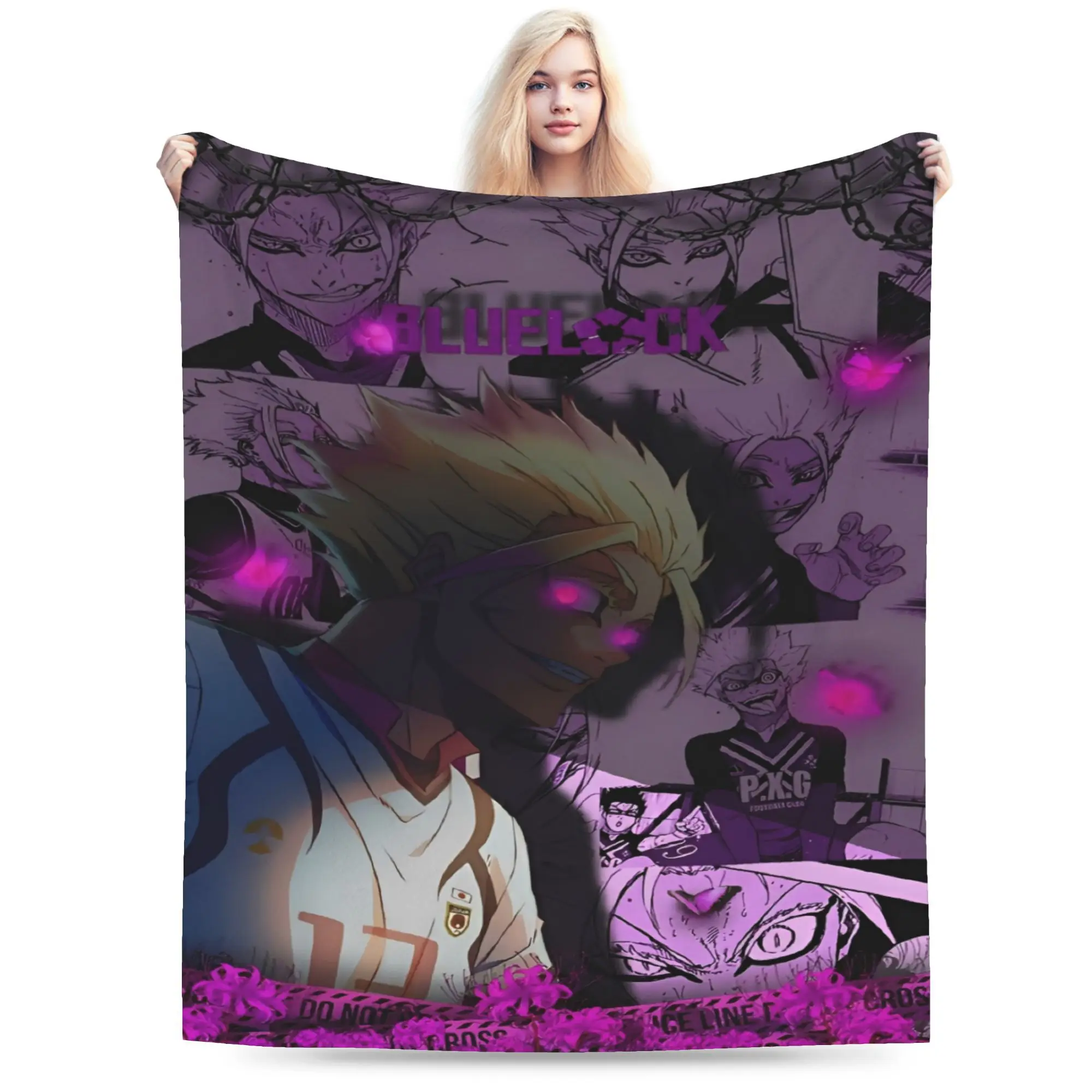 Comfort BLUEs LOCKs Shidou Ryuusei  Blanket Stuff Sofa Decorative  Throws And Blankets Warm Coral Fleece Plush for Couch