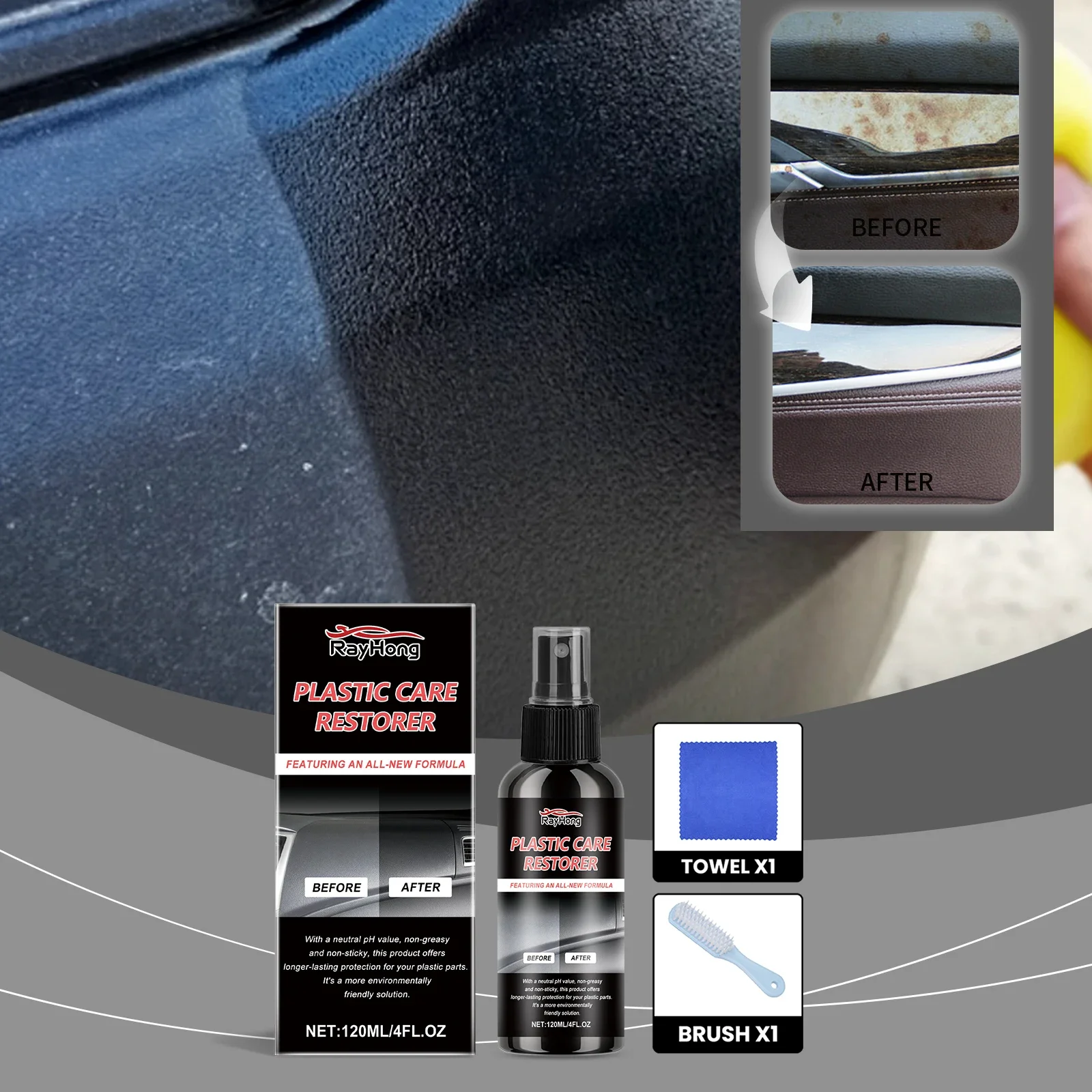 

Automotive plastic care agent Automotive plastic interior parts cleaning crystal coating maintenance coating agent