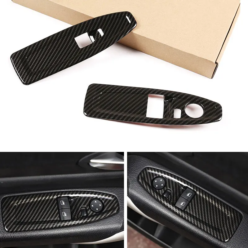 ABS Carbon Fiber Texture Car-styling Glass Lift Switch Panel Frame Cover Trim For BMW 1 2 Series F20 F21 F22 F45 F46 2014-2019