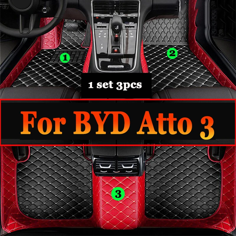 Custom Car Floor Mats for BYD Atto 3 2022 Year Eco-friendly Leather Car Accessories Interior Details