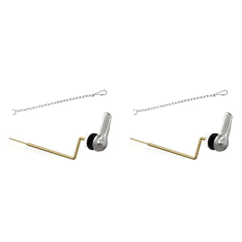 Y51A-2X Toilet Handle Brass Lever Flush Replacement Kit With Flapper Chain, Toilet Tank Lever Universal Fitting (Side Mount)