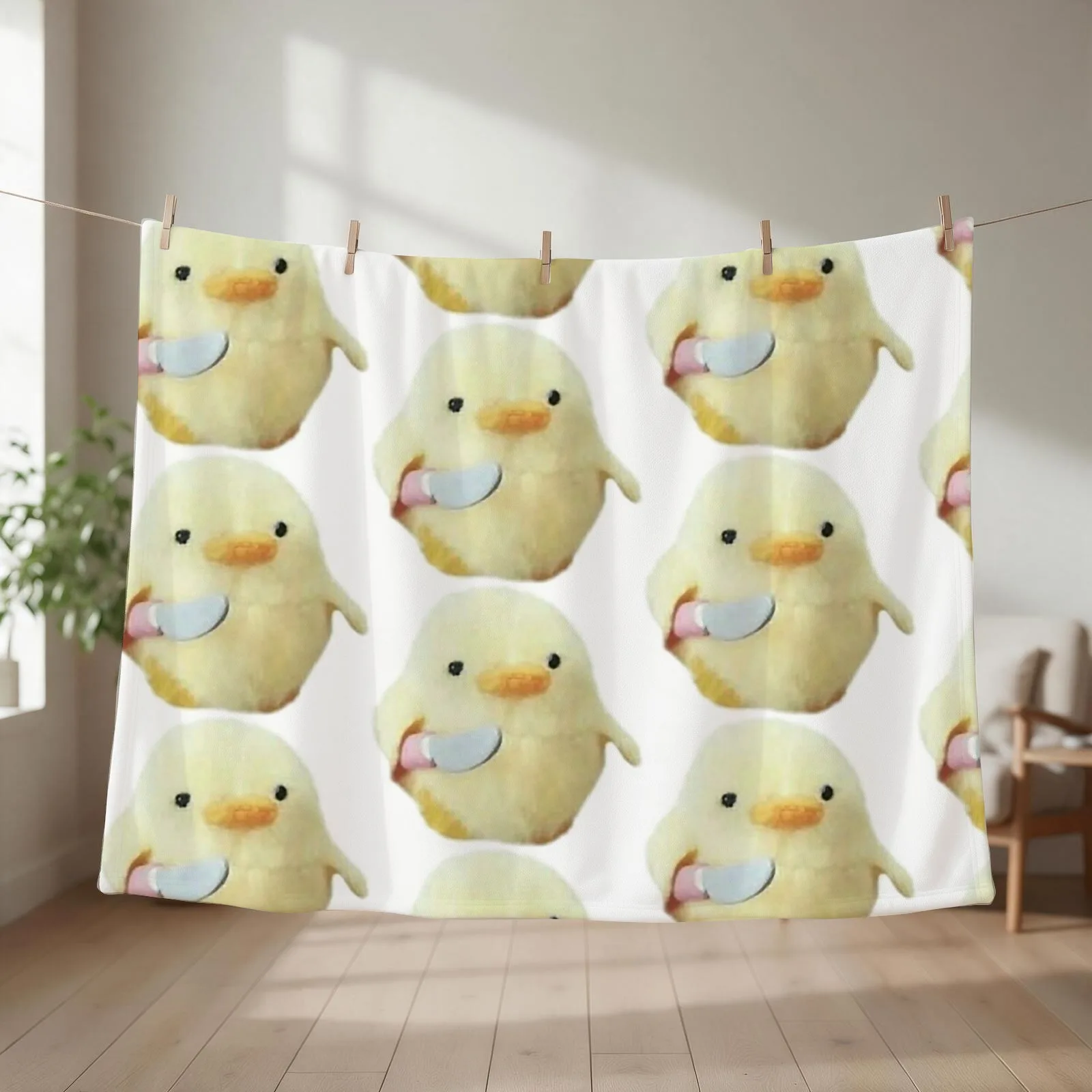Chicken With Knife Meme Throw Blanket couch cozy soft plush fuzzy picnic outdoor blanket