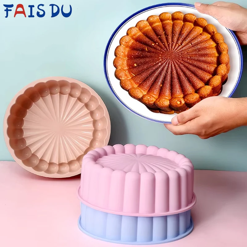 FAIS DU Silicone Round Cake Mold 8Inch Silicone Cake Pan For Baking Charlotte Cake Pan DIY Baking Strawberry Shortcake Cake Mold