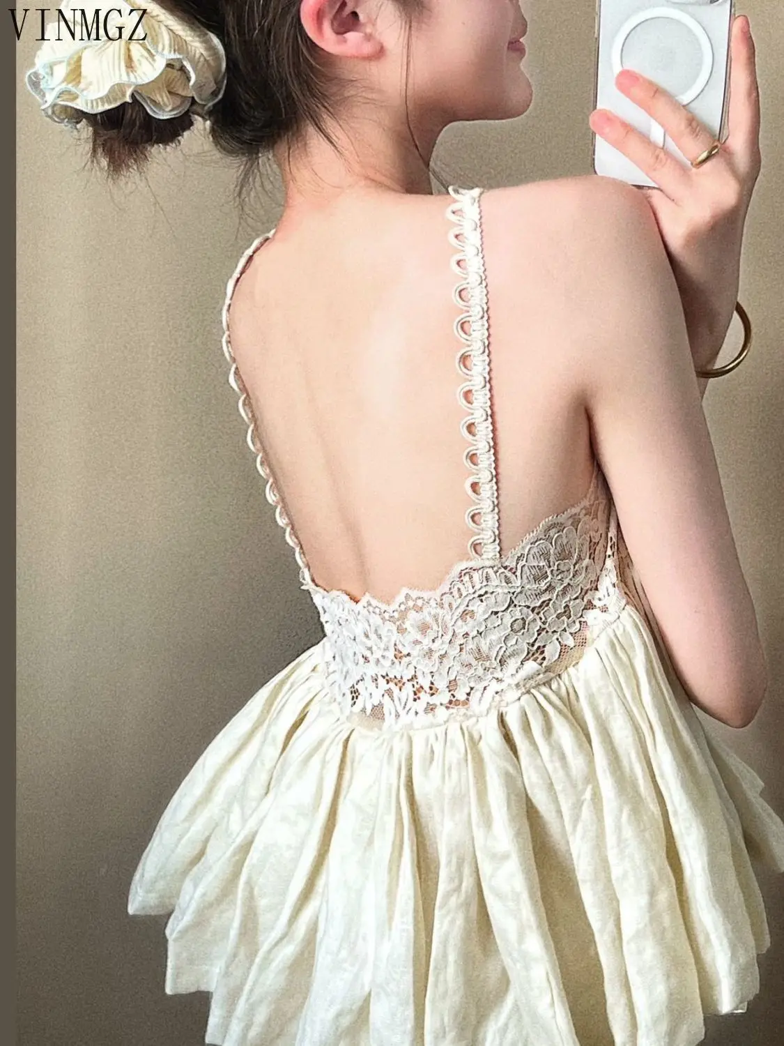 Fattened wear sexy lace suspender pajamas women's summer shorts can be worn outside home suit