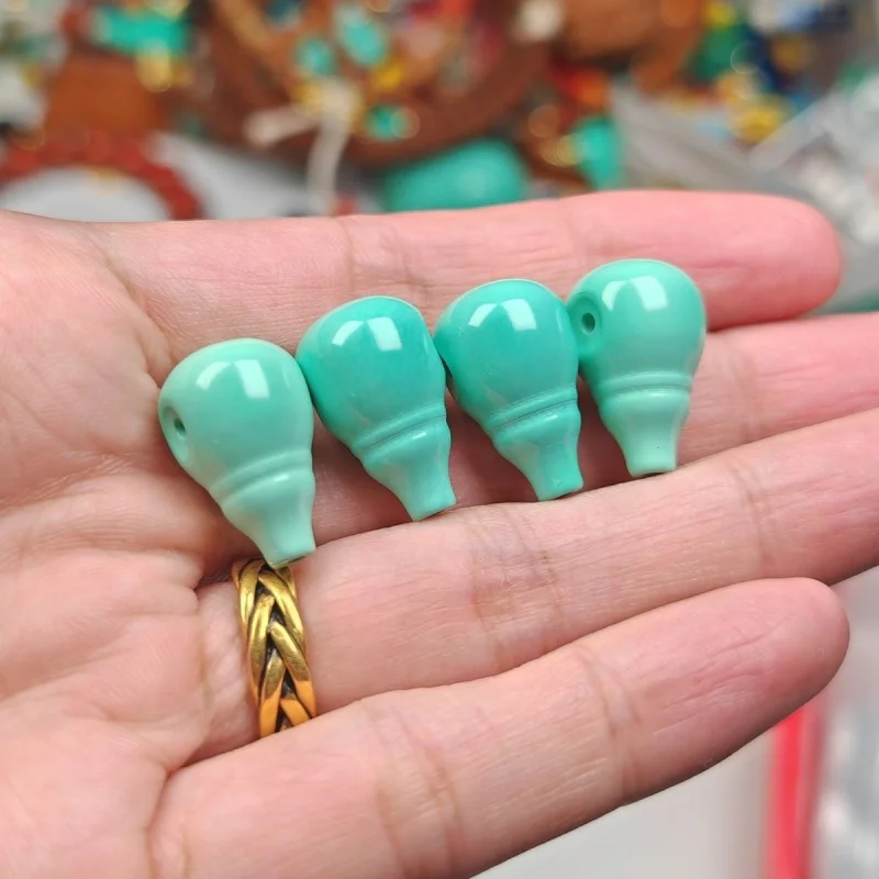 Turquoise High Porcelain Green Material - Nipple Three-Way Buddha 108 Pendant