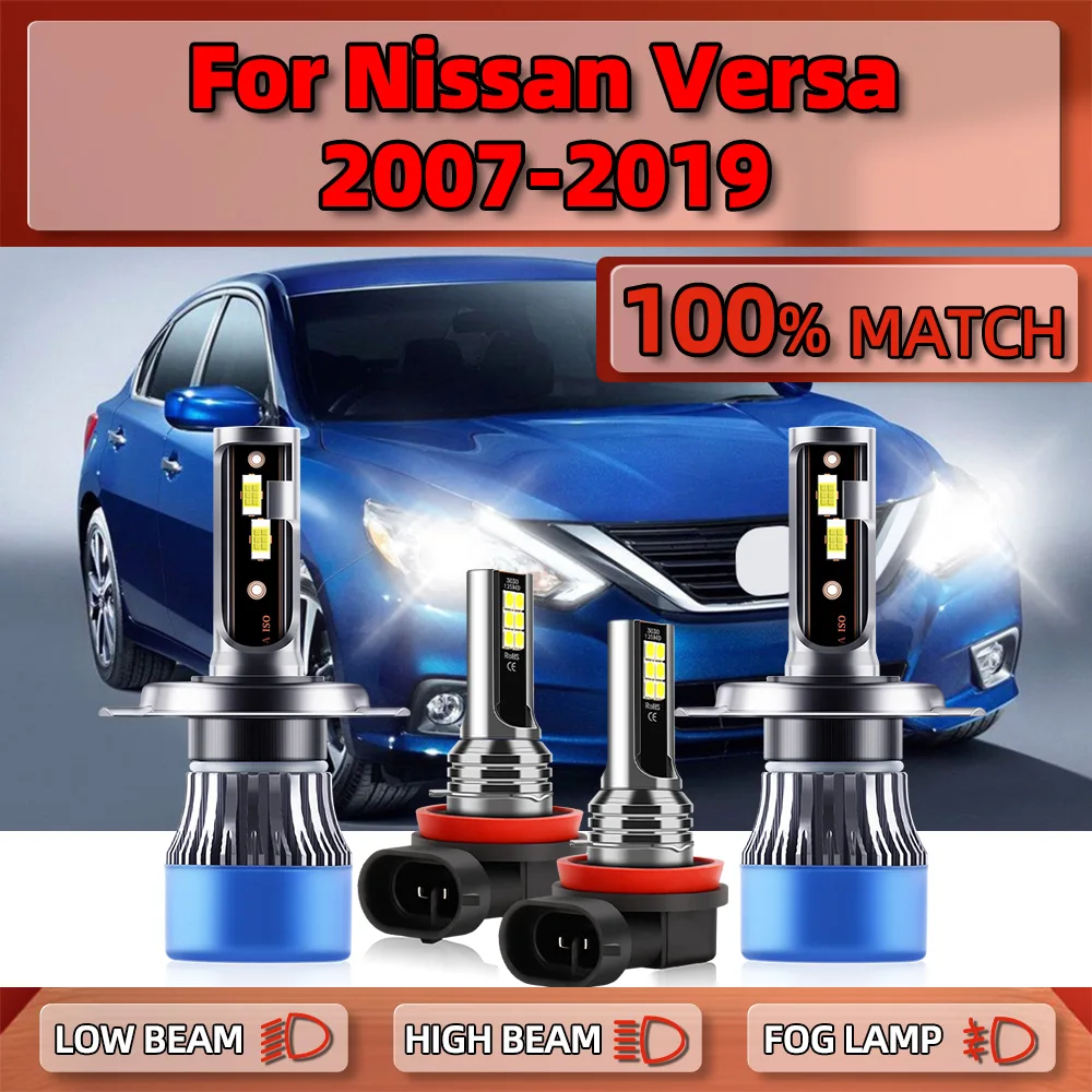 LED Headlight Bulbs 40000LM CSP Chip Auto Headlamp 12V Car Fog Lights 6000K For Nissan Versa 2007-2014 2015 2016 2017 2018 2019