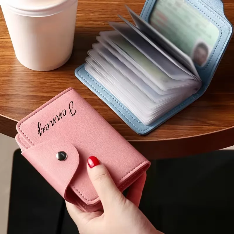 1Pcs Personalized Custom Logo Name Large Capacity Multi-Card Slot Card Holder, Personalized Custom Mini Card Holder, Durable and Wear-Resistant Credit Card and Id Storage Bag, Birthday Gift, Graduation Gift, Bridesmaid Gift, Anniversary Gift, Gift for Women