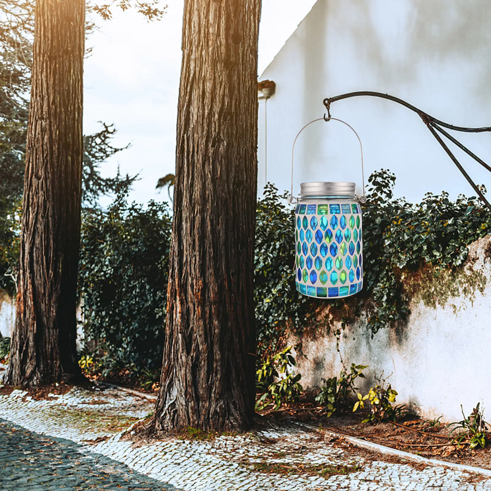 Solar Jar Lamp Colorful Glass Outdoor Solar Lamp Romantic Garden Lawn Decor Landscape Mosaic Light Garden Light
