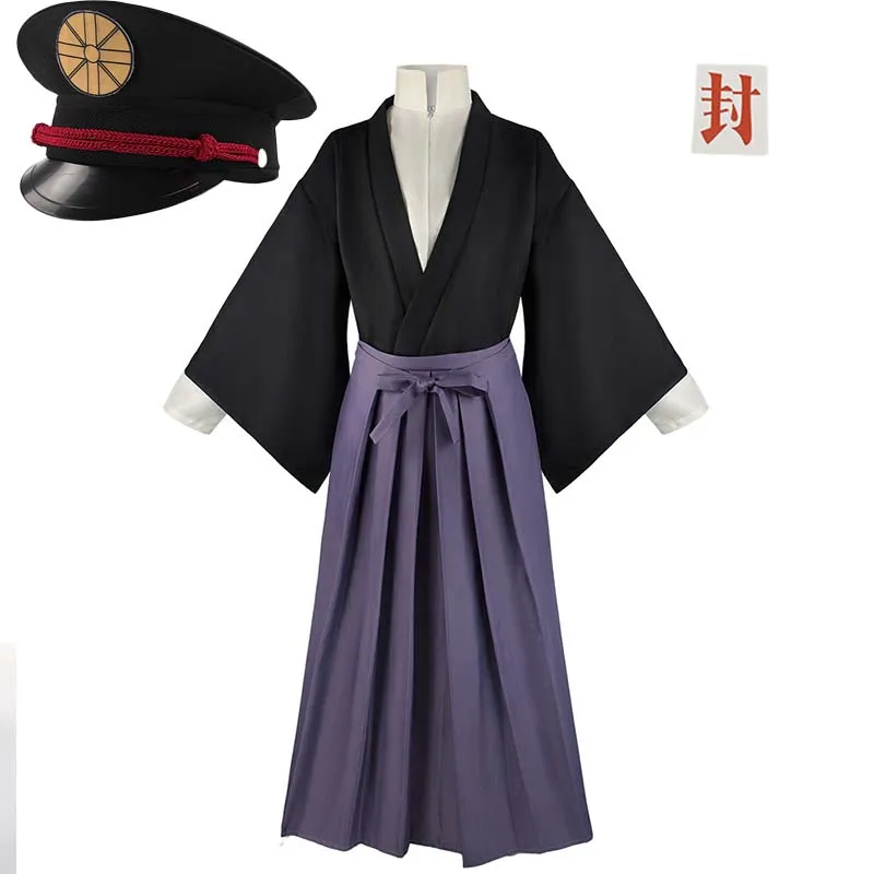 Disfraz de Tsukasa Yugi, disfraz de Anime con sombrero, Hanako kun Hakama, pantalón Kendo, conjunto completo, traje de kimono samurái