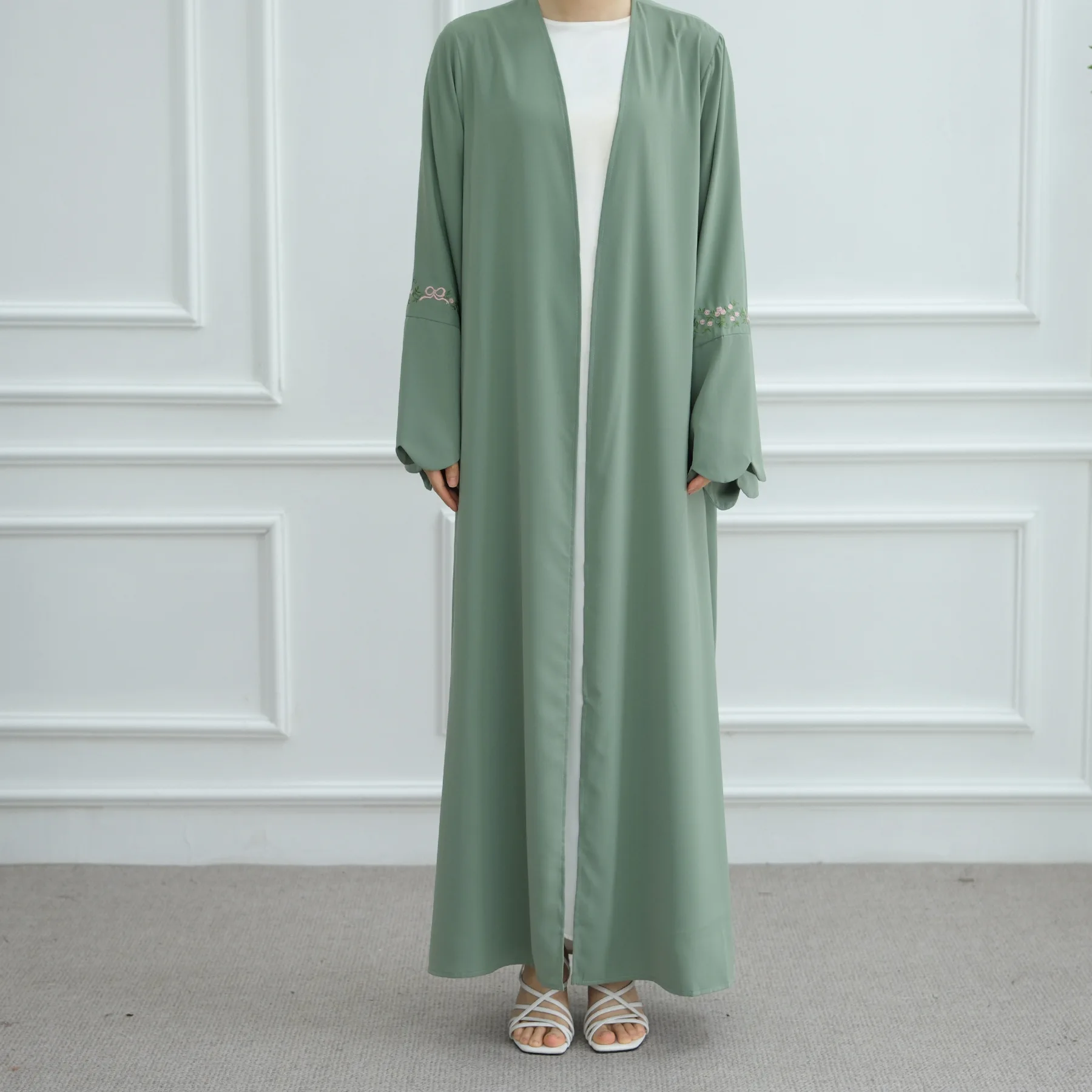 Women Dress Open Abaya Ramadan Eid Muslim Embroidery Party Dresses Cardigan Robe Morocco Dubai Kaftan Islam Vestidos Jalabiya 5