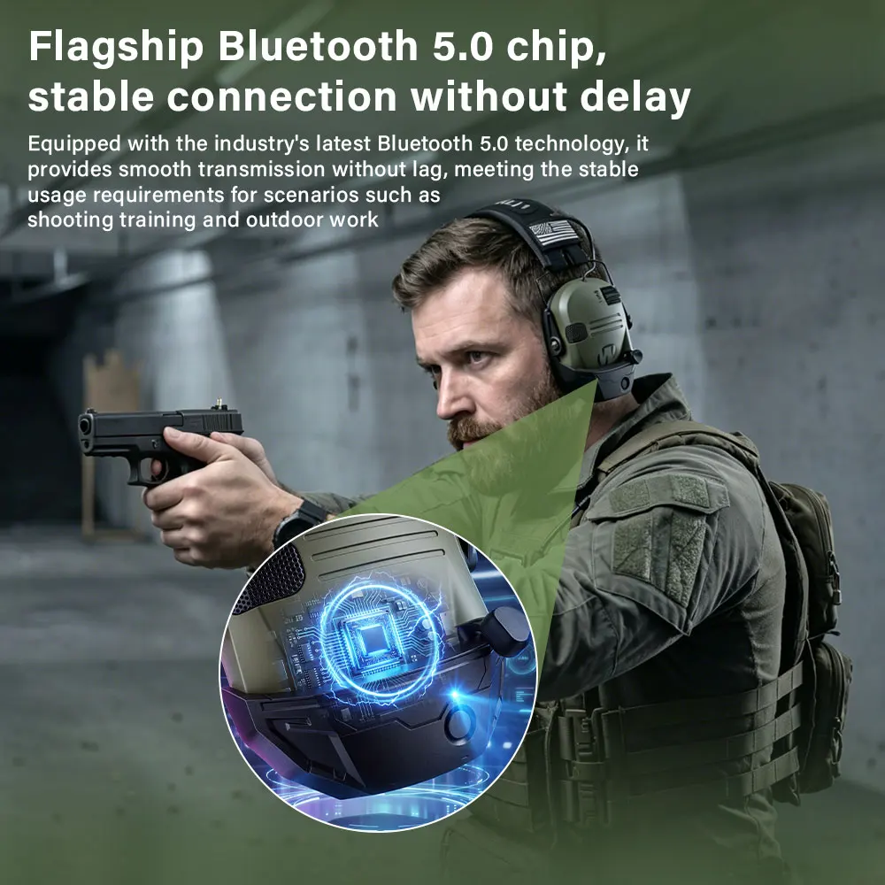Wireless Tactical Bluetooth Shooting Hearing Protector Active Anti-Noise Earmuff Professional Noise Reduction Headset