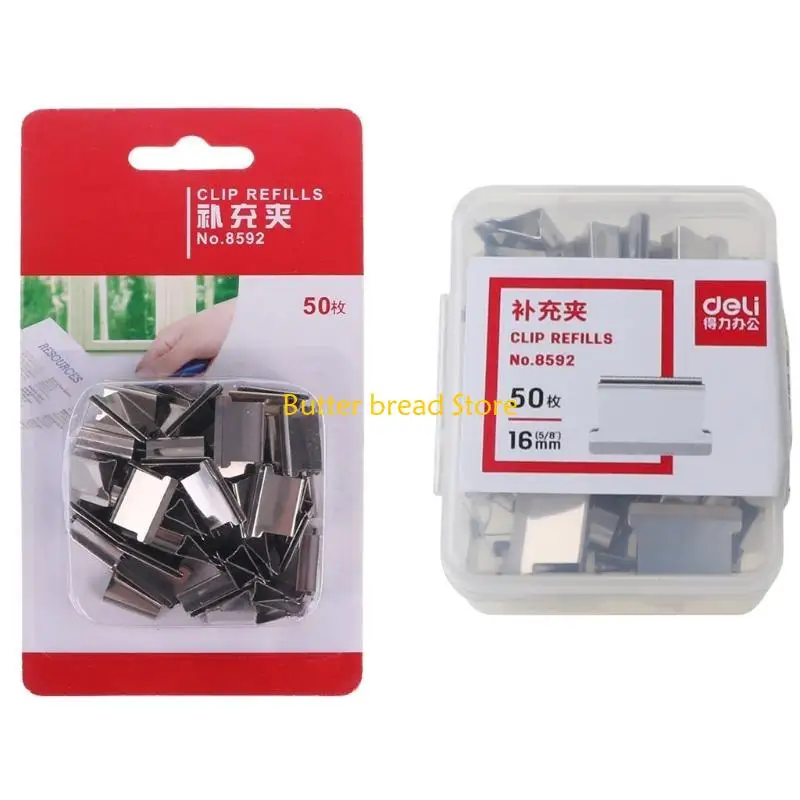 W89C 50pcs Metal Clipper Riemill Retill Document Clip Biglietti Biglietti Lettere Cartella