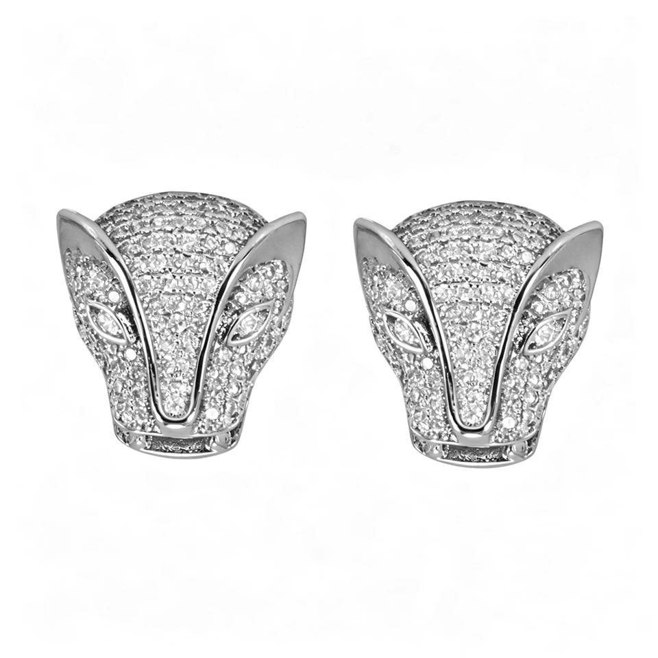 

VANAXIN Panther Leopard Head Stud Earrings for Women Inlaid Shiny Cubic Zirconia Animal Jewelry Luxury Party Wedding Gifts
