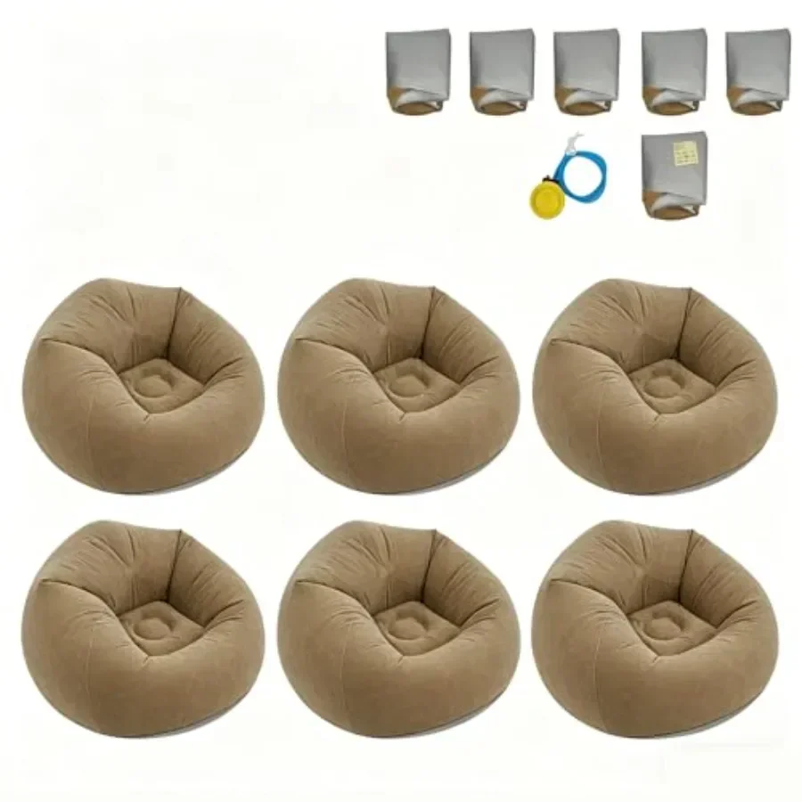Inflatable bean bag chairs for bedroom, dorm, outdoor, patio, beach use; PVC material; gray; supports up to 330 lbs, portable,