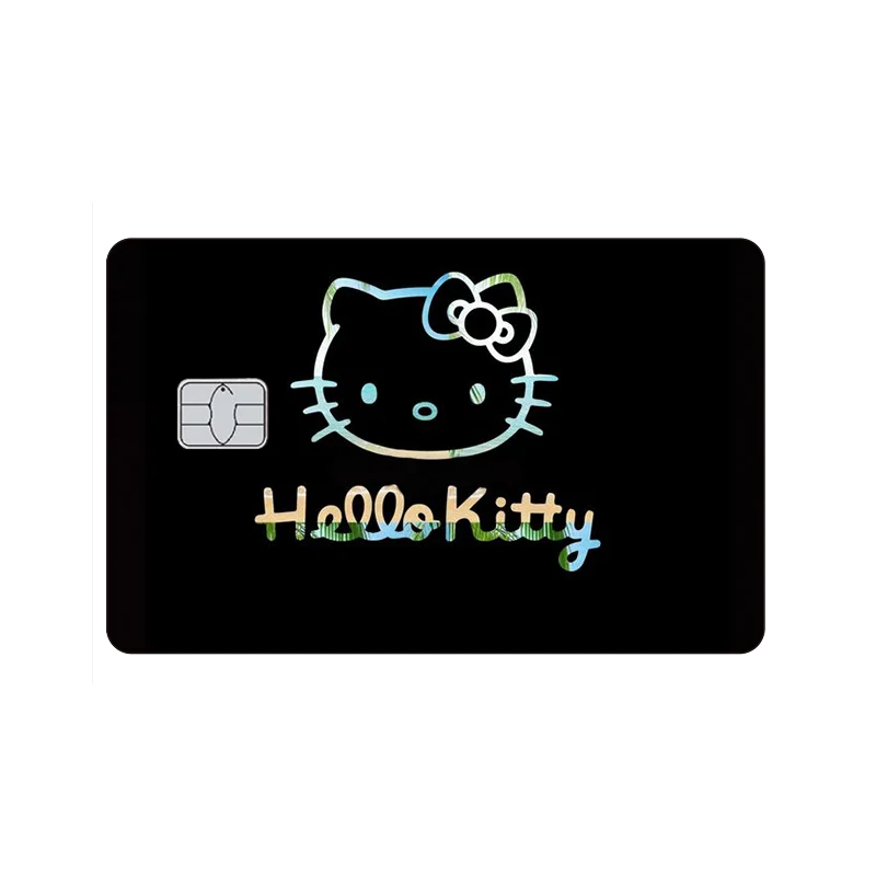 New Kawaii Y2k Laser Hello Kitty New Credit Card Stickers Front Side Stickers Student Diy Card Protective  PVC Sticker Film Skin