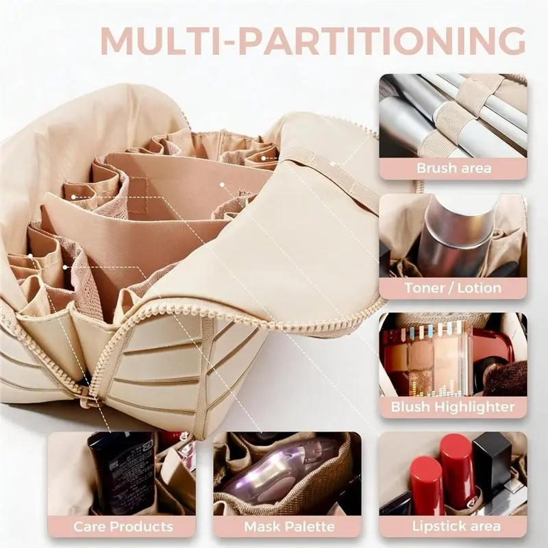 TEXU Makeup Organizer Bag Cosmetic Bags Cosmetics Storage Box Folding Storage Box