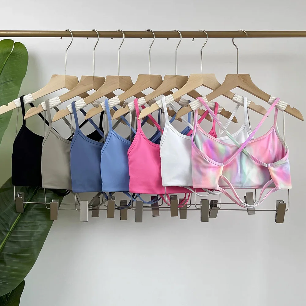 

Женский спортивный бюстгальтер с перекрестной спинкой, ударопрочный собранный сексуальный бюстгальтер для бега в тренажерном зале, летний жилет для йоги, удобная одежда для фитнеса на открытом воздухе