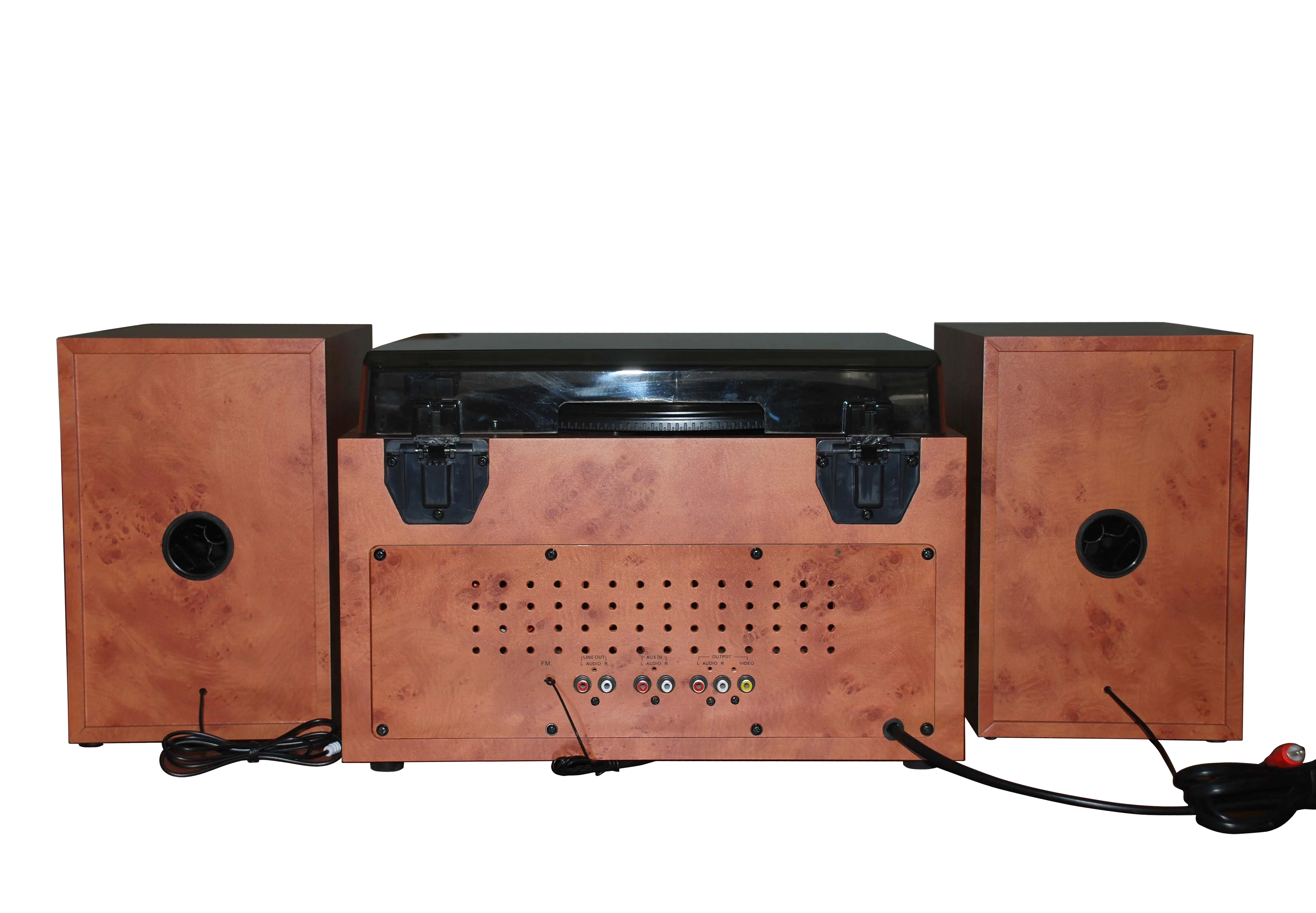 W/External Stereo Speakers Retro Wooden AM FM Radio CD/DVD Record Player Cassette Tape Record Turntable Vinyl Player Gramophone
