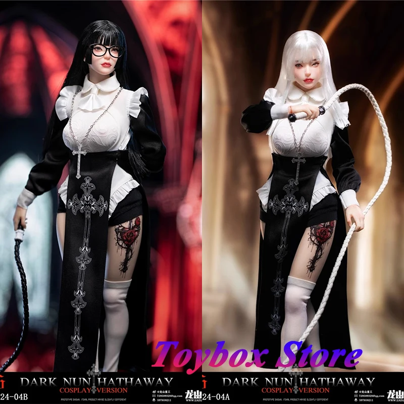 

LS2024-04 1/6 Темная монахиня Хэтэуэй, версия для косплея, экшн-фигурка, катящиеся глазные яблоки, дизайн, черно-белые волосы, нежный солдат 12 дюймов