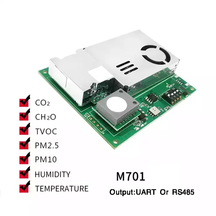 YYS 7 in1 sensore di qualità dell\'aria interna CH2O/O3 PM2.5 sensore di Gas CO2 TVOC con temperatura e umidità M701