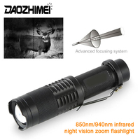 IR 850nm 940nm Flashlight Adjustable Focus Infrared Radiation Tactical Torch Waterproof Night Vision 10W Mini IR Hunting Light